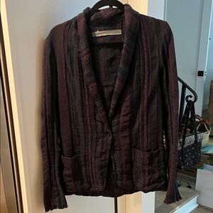 Raquel Allegra jacquard stripe cotton blend stripes Women's Striped Blazer